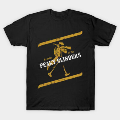 Black Peaky Blinders graphic t-shirt, featuring vintage design, casual style, soft cotton material, perfect for fans.