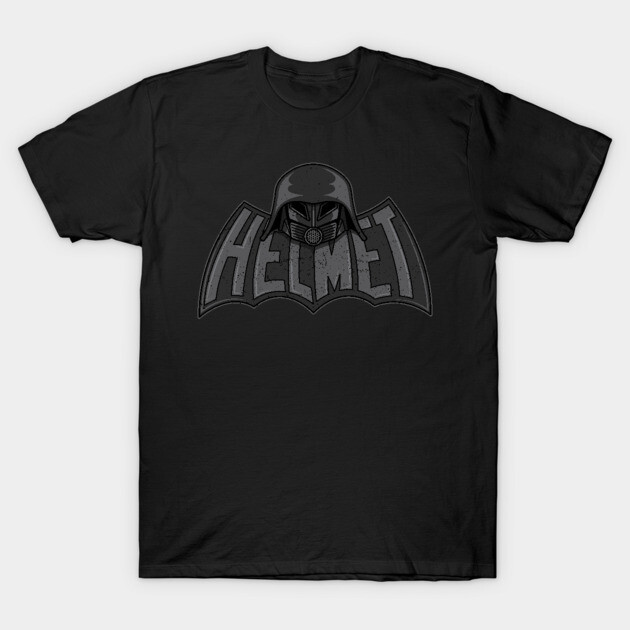 Black t-shirt with helmet graphic and bold text, casual wear, 100% cotton, unisex design for everyday use.