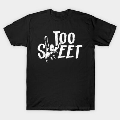 Black "Too Sweet" graphic t-shirt, casual cotton style, bold white text design, ideal for everyday wear or gifts.