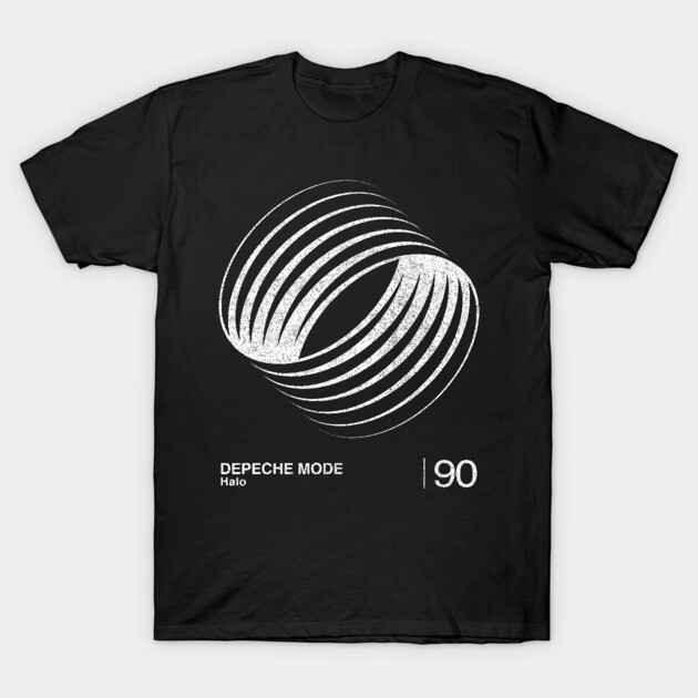 Black t-shirt with abstract white design and text, casual style, cotton material, suitable for everyday wear.