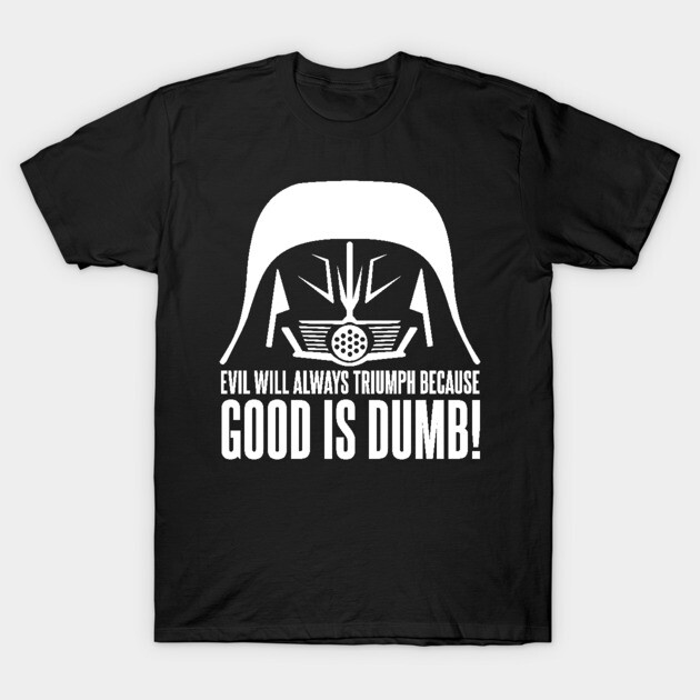 Black graphic t-shirt with white text and helmet design, casual wear, cotton material, humorous statement print.