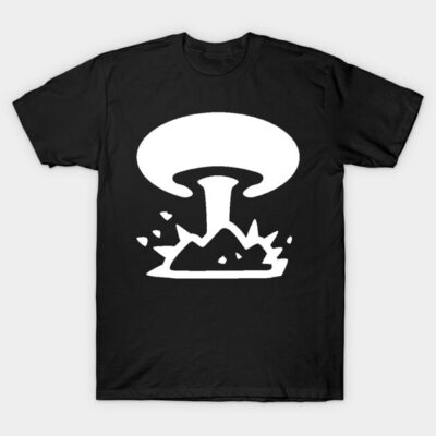 Black cotton t-shirt with bold white abstract explosion design, unisex casual style, ideal for everyday wear.