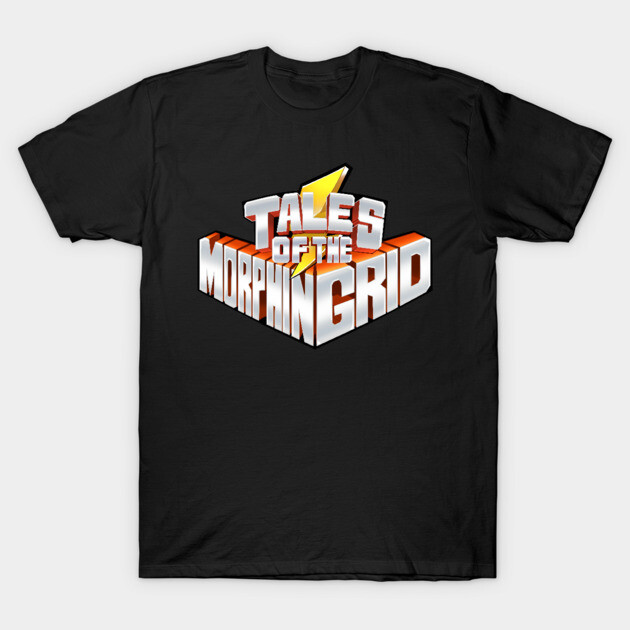 Black "Tales of the Morphing Grid" graphic t-shirt, casual style, cotton material, unisex design.