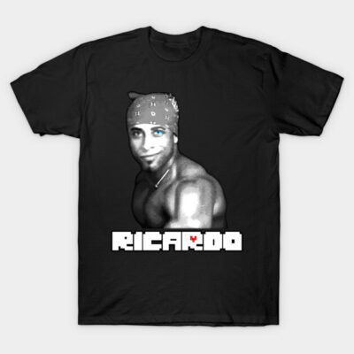 Black graphic tee featuring pixel art design with text, casual cotton t-shirt for everyday wear.