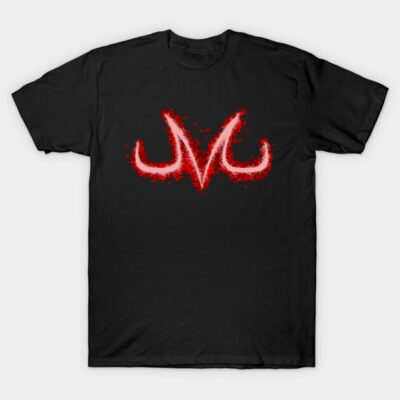 Black cotton t-shirt with red abstract graphic design, casual wear, unisex, comfortable and stylish for everyday use.