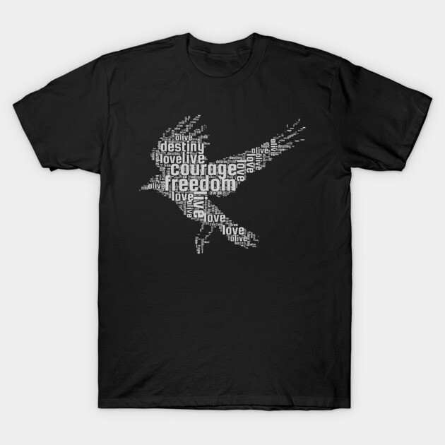 Black t-shirt with white word art design of an eagle; casual style, cotton material, perfect for everyday wear.