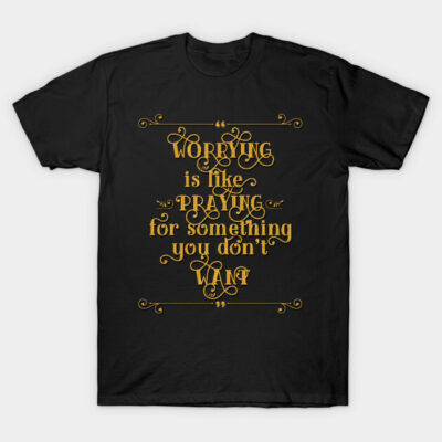 Black t-shirt with motivational gold text design, casual style, soft cotton material, ideal for everyday wear.