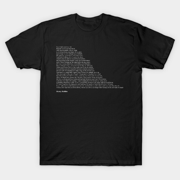 Black t-shirt with white text design, casual style, made of 100% cotton, perfect for everyday wear.