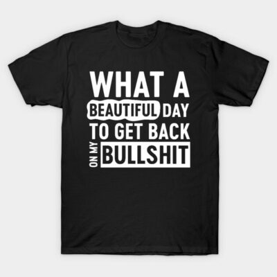 Black t-shirt with bold white text, casual style, ideal for everyday wear, made of soft cotton fabric.