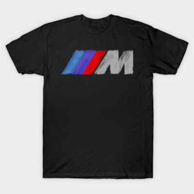 Black t-shirt with colorful geometric logo, casual cotton design ideal for everyday wear.