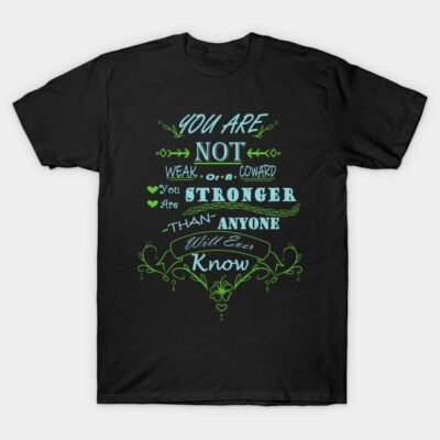 Black motivational graphic T-shirt with blue and green text design, casual wear, cotton material.