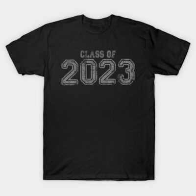 Black "Class of 2023" t-shirt, cotton, casual style, perfect for graduates, comfortable fit.