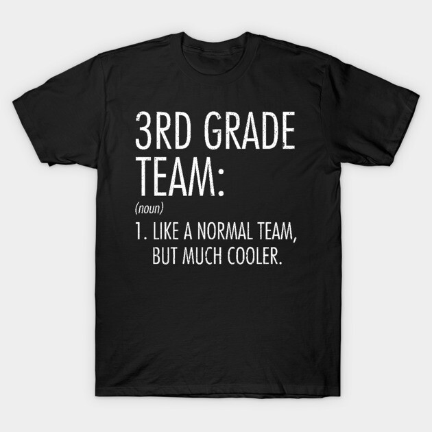 Black T-shirt with "3rd Grade Team" text, casual style, ideal for teachers, soft cotton material.