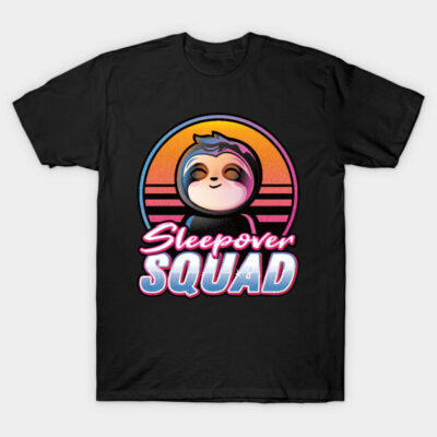 Sleepover Squad Kawaii Sloth Sunset Retro T-Shirt by PnJ