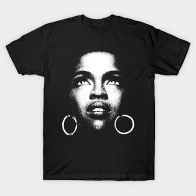 Black graphic t-shirt featuring bold artistic face design, casual unisex style, perfect for everyday wear.