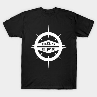 Black graphic T-shirt with white circular logo design, casual style, perfect for everyday wear, 100% cotton material.