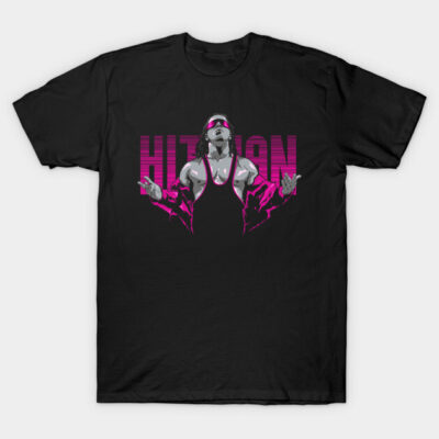 Black graphic t-shirt featuring bold pink text and illustration, made from soft cotton, perfect for casual wear.