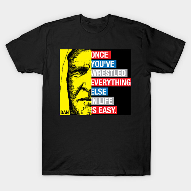 Black graphic T-shirt with motivational text design, featuring bold colors and artistic print. Comfortable casual wear.