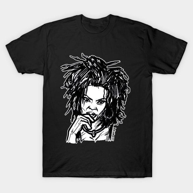 Black graphic T-shirt with bold line art design, casual streetwear style, perfect for everyday wear, 100% cotton.