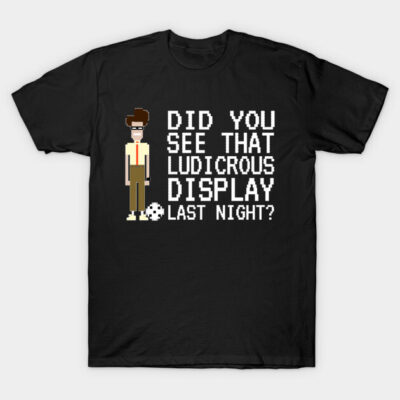Black cotton t-shirt with retro graphic and humorous text, casual style, perfect for everyday wear.