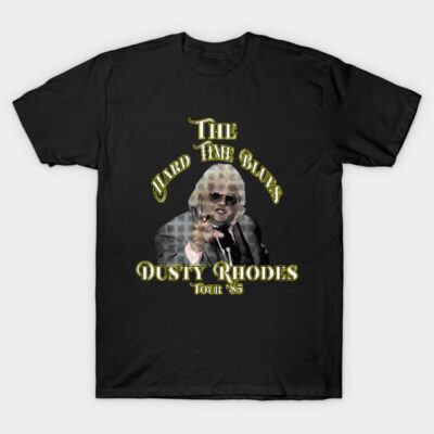 Black graphic t-shirt featuring vintage tour design, perfect for casual wear or music fans, comfortable cotton material.