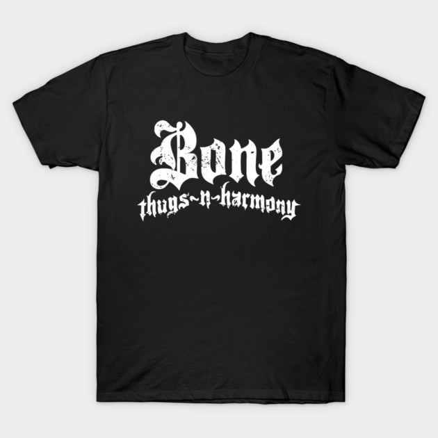 Black graphic T-shirt with white gothic text, casual cotton wear, perfect for music fans and everyday style.