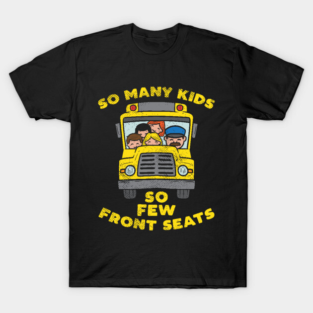 Black t-shirt with yellow school bus graphic and humorous text, ideal for casual wear.