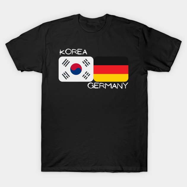Black t-shirt featuring Korea and Germany flags design, casual style, cotton material, ideal for international events or travel.
