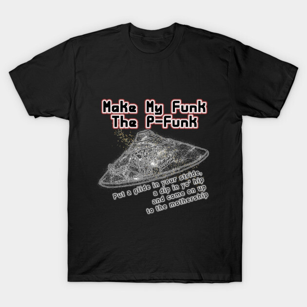 Black graphic t-shirt with UFO design and funky slogan, perfect for casual wear and music lovers. Cotton material.