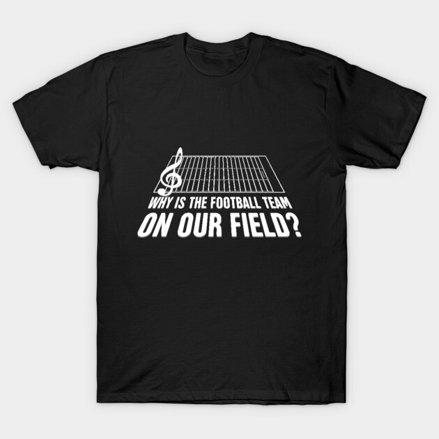 Black cotton t-shirt with musical field graphic and humorous text design, perfect for casual wear or music enthusiasts.
