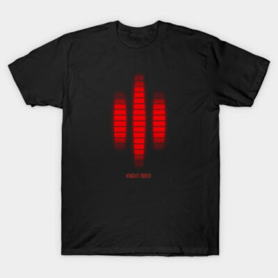 Black t-shirt with red graphic bars, casual style, cotton material, ideal for everyday wear.