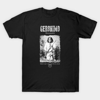 Black graphic t-shirt with historical print, vintage style, comfortable cotton material, ideal for casual wear.