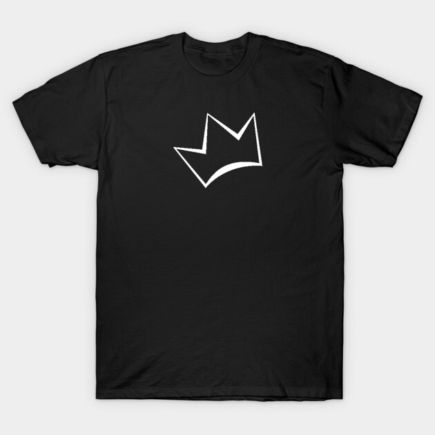 Black cotton t-shirt with white crown graphic, casual style, unisex, perfect for everyday wear.