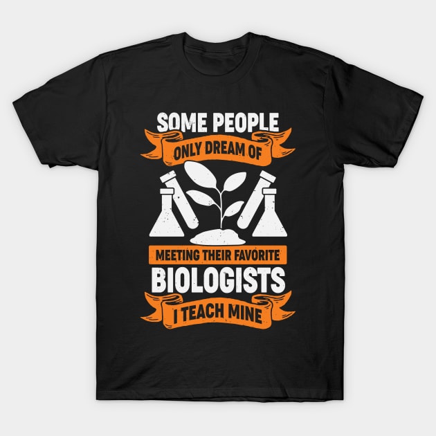 Black t-shirt with biology-themed graphic and quote, perfect for teachers. Cotton material, casual style.