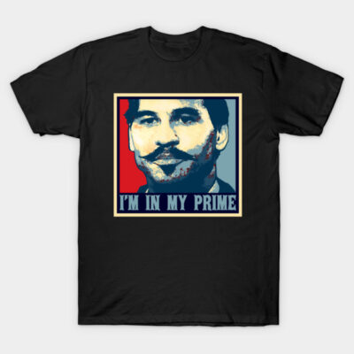 Black T-shirt with retro-style graphic and "I'm In My Prime" text, perfect for casual wear and self-expression.