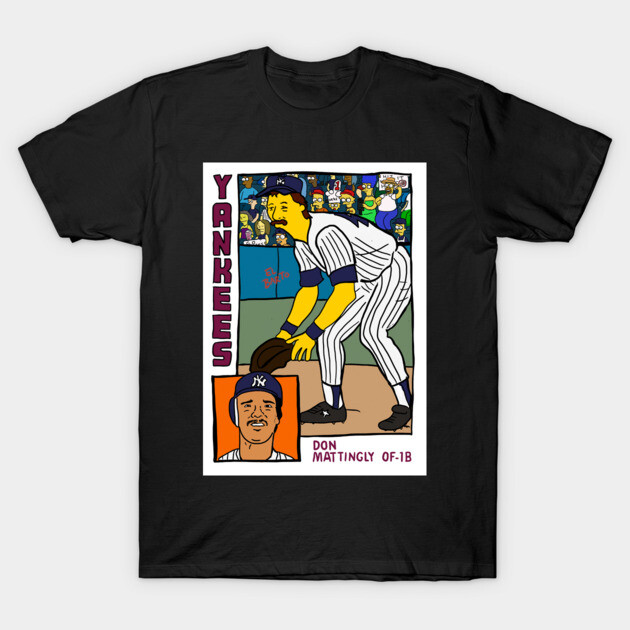 Black baseball-themed graphic T-shirt with vintage-style cartoon design, perfect for sports fans and casual wear.