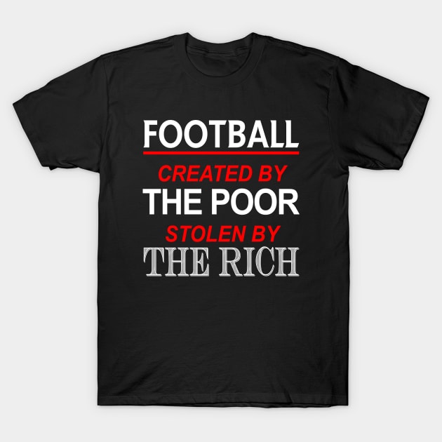 Black T-shirt with bold text design about football. Casual style, perfect for sports fans. Cotton material, unisex fit.