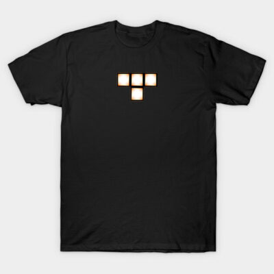 Black cotton t-shirt featuring a glowing geometric design, casual style, ideal for everyday wear.