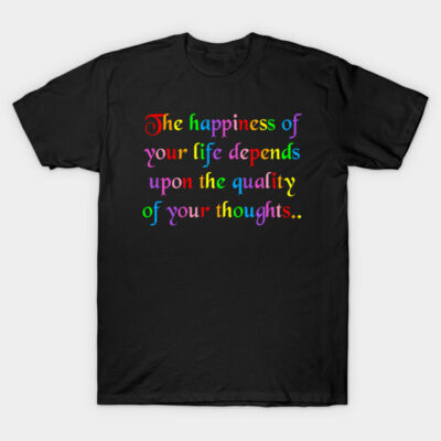 Black cotton t-shirt with colorful motivational quote, casual wear, unisex style, perfect for everyday inspiration.