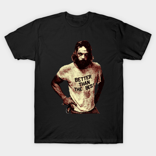 Black graphic tee with retro design, "Better Than The Best" text, casual style, cotton material, unisex fit.