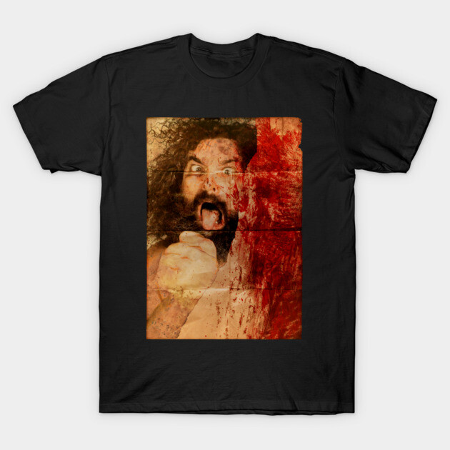 Black graphic t-shirt with bold design featuring expressive artwork, perfect for casual wear or unique gifting.