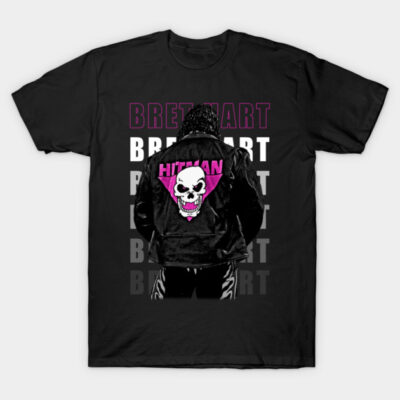 Black graphic t-shirt featuring retro skull design and bold text, casual wear, cotton material.