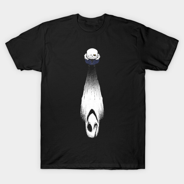 Black t-shirt with abstract white and blue graphic design, casual style, cotton material. Perfect for everyday wear.