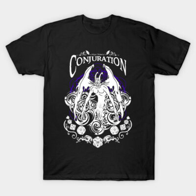 Conjuration - D&D Magic School Series: White text T-Shirt by Milmino