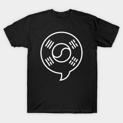 "Black t-shirt with white Korean flag design, casual wear, soft cotton fabric, unisex style for everyday use."