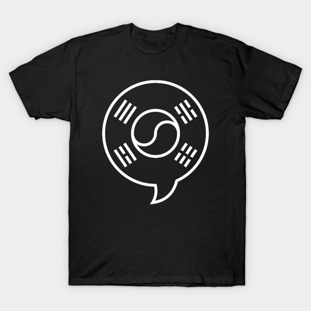 "Black t-shirt with white Korean flag design, casual wear, soft cotton fabric, unisex style for everyday use."