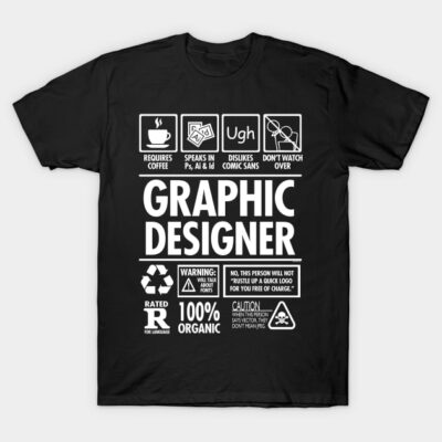 Black graphic designer T-shirt with humorous text, ideal for casual wear, made of 100% organic cotton.
