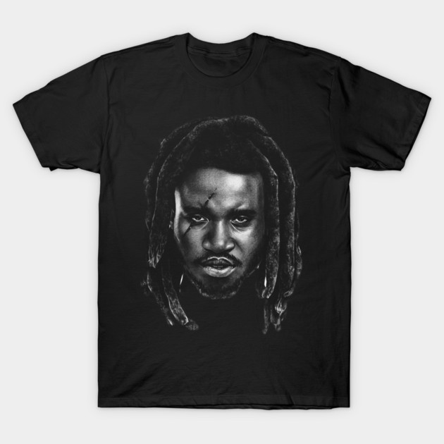 shaboozey ll T-Shirt 1 Black cotton t-shirt with bold graphic face design, unisex casual wear, comfortable fit for everyday use.