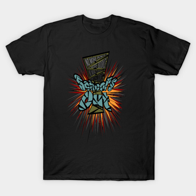 Black graphic t-shirt with colorful "School's Out" design, casual wear, cotton material, perfect for summer.