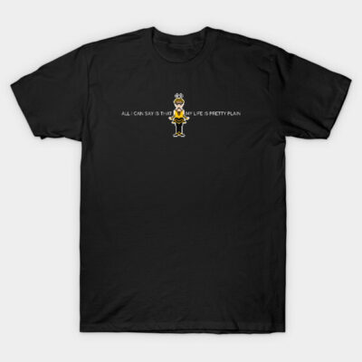 Black graphic t-shirt with cartoon character and humorous text, casual wear, 100% cotton, unisex style.